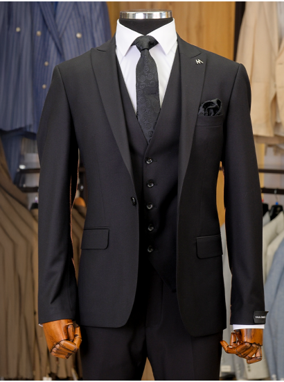 Yelekli Takım Elbise Siyah