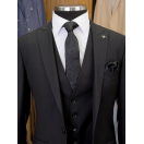 Yelekli Siyah Slim Fit Erkek Takım Elbise