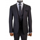 Yelekli Siyah Slim Fit Erkek Takım Elbise