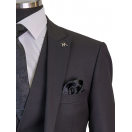 Yelekli Siyah Slim Fit Erkek Takım Elbise