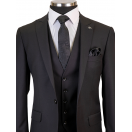 Yelekli Siyah Slim Fit Erkek Takım Elbise