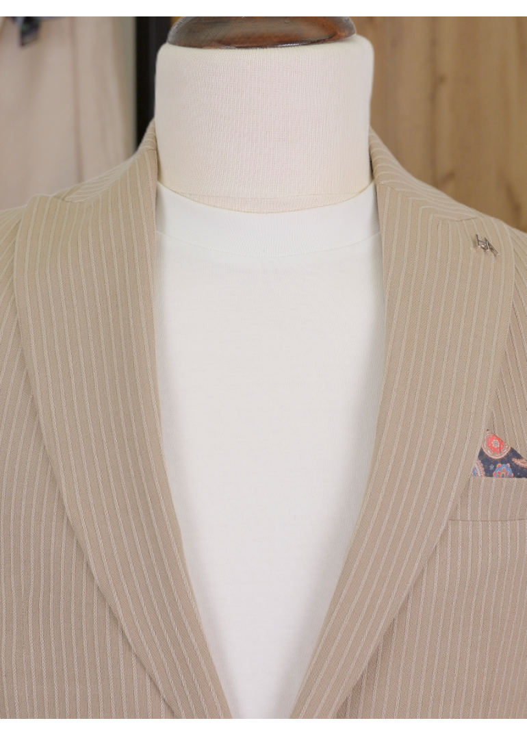 Torba Cep Bej Slim Fit Erkek Ceket