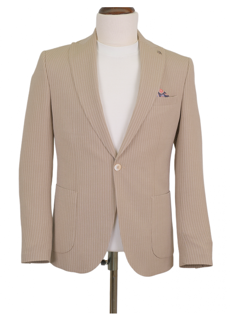 Torba Cep Bej Slim Fit Erkek Ceket