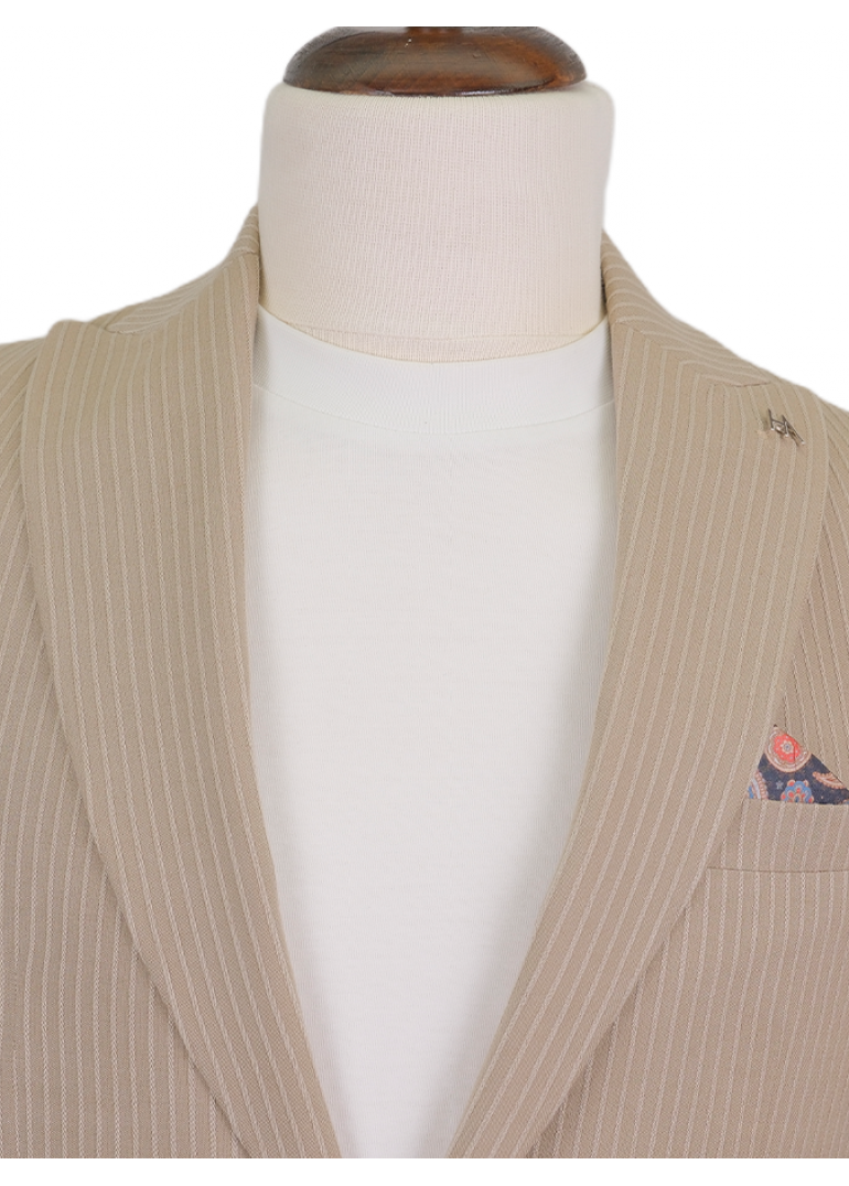 Torba Cep Bej Slim Fit Erkek Ceket