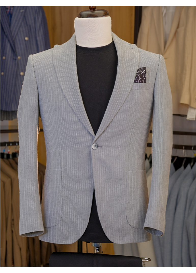 Torba Cep Gri Slim Fit Erkek Ceket