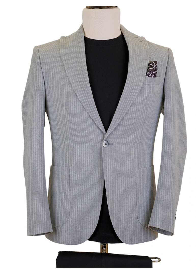 Torba Cep Gri Slim Fit Erkek Ceket