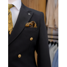 Silver Düğme Kruvaze Siyah Slim Fit Erkek Takım Elbise