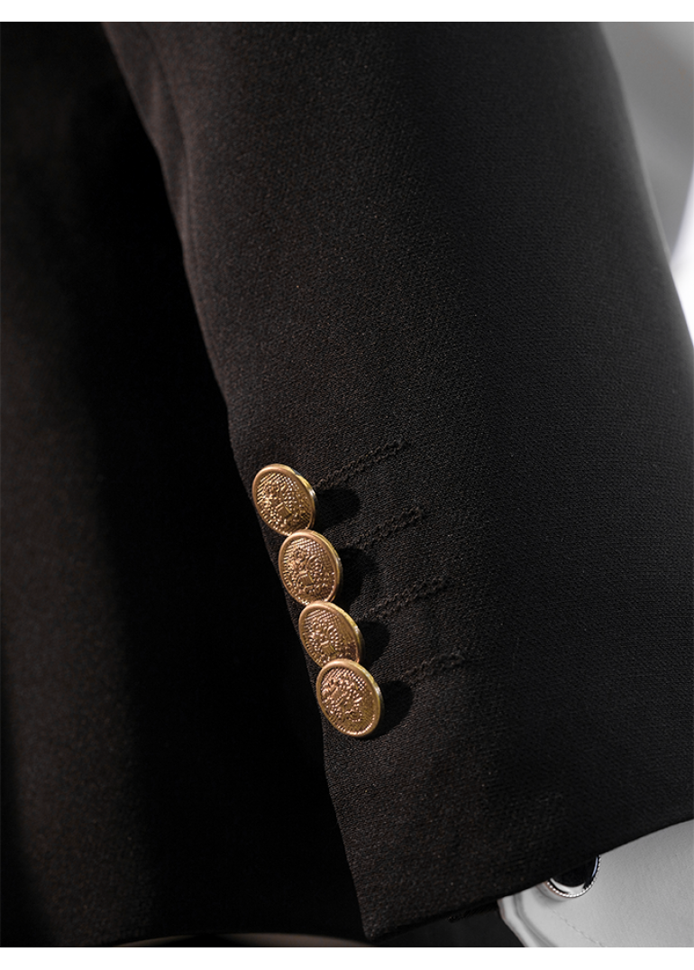 Silver Düğme Kruvaze Siyah Slim Fit Erkek Takım Elbise