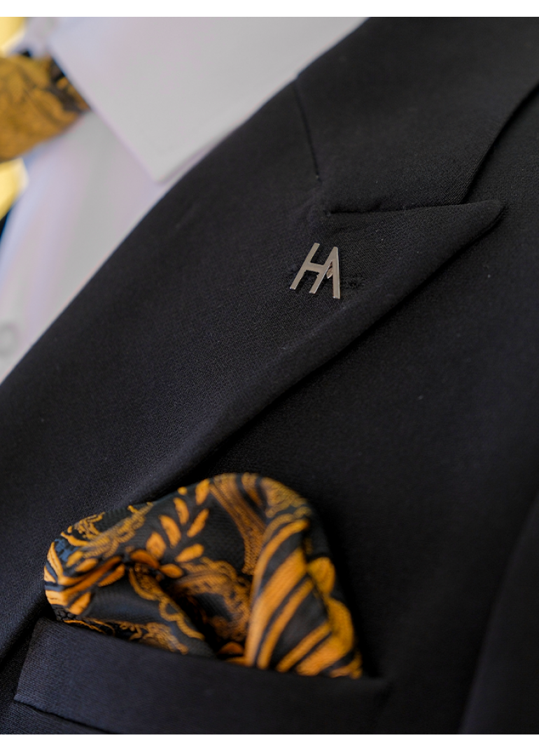 Silver Düğme Kruvaze Siyah Slim Fit Erkek Takım Elbise