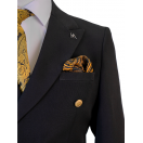 Silver Düğme Kruvaze Siyah Slim Fit Erkek Takım Elbise