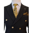 Silver Düğme Kruvaze Siyah Slim Fit Erkek Takım Elbise