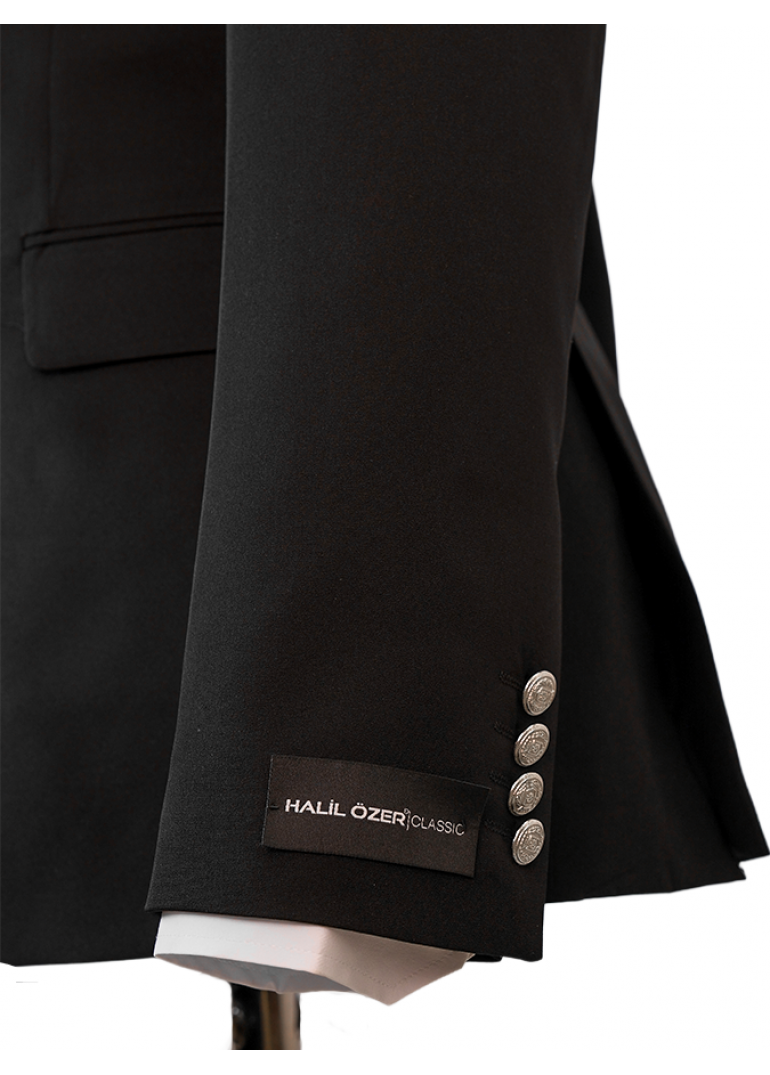 Silver Düğme Dabıl Kruvaze Siyah