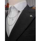 Silver Düğme Dabıl Kruvaze Siyah