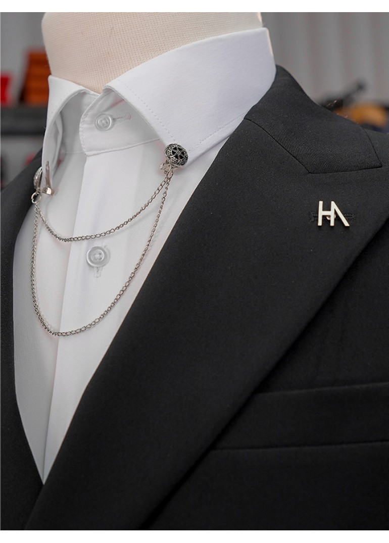 Silver Düğme Dabıl Kruvaze Siyah