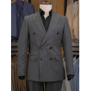 Muskar Çizgili Antrasit Slim Fit Erkek Kruvaze Takım Elbise