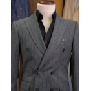 Muskar Çizgili Antrasit Slim Fit Erkek Kruvaze Takım Elbise