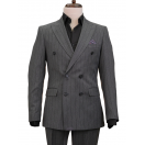 Muskar Çizgili Antrasit Slim Fit Erkek Kruvaze Takım Elbise