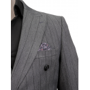 Muskar Çizgili Antrasit Slim Fit Erkek Kruvaze Takım Elbise