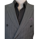 Muskar Çizgili Antrasit Slim Fit Erkek Kruvaze Takım Elbise