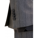 Muskar Çizgili Antrasit Slim Fit Erkek Kruvaze Takım Elbise