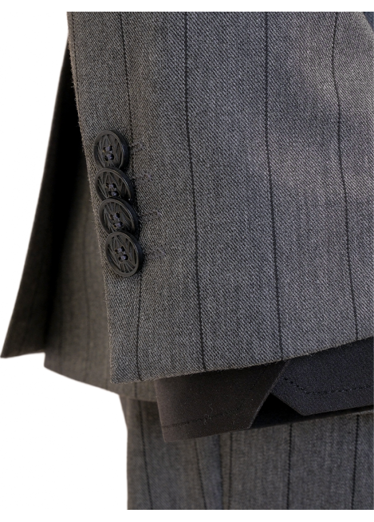 Muskar Çizgili Antrasit Slim Fit Erkek Kruvaze Takım Elbise