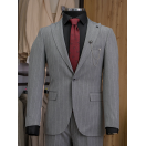 Çizgili Gri Slim Fit Erkek Takım Elbise