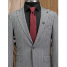 Çizgili Gri Slim Fit Erkek Takım Elbise