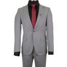 Çizgili Gri Slim Fit Erkek Takım Elbise