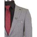 Çizgili Gri Slim Fit Erkek Takım Elbise