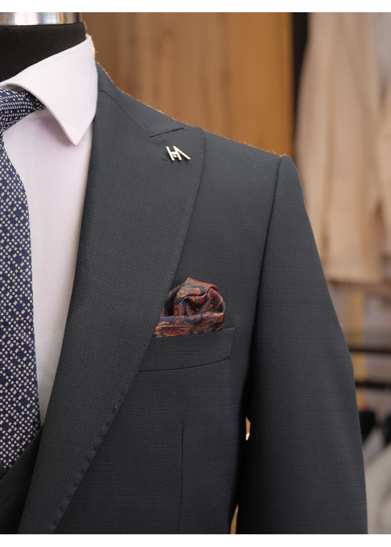 Yelekli Yeşil Slim Fit Erkek Takım Elbise