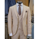 Yelekli Bej Slim Fit Erkek Takım Elbise