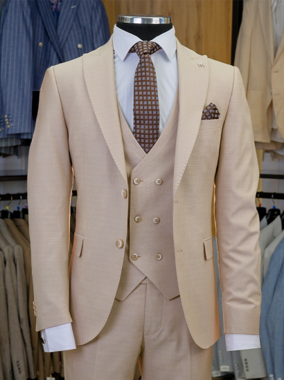 SRC Yelekli Takım Elbise Bej 