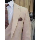 Yelekli Bej Slim Fit Erkek Takım Elbise
