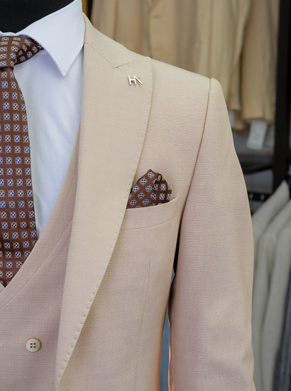 SRC Yelekli Takım Elbise Bej 