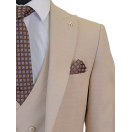 Yelekli Bej Slim Fit Erkek Takım Elbise