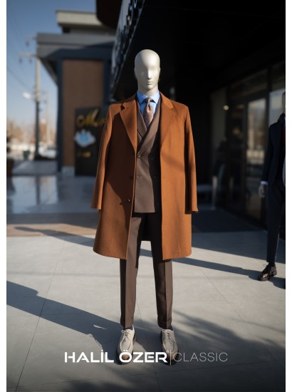 Kiremit Kaşmir Kaban | Wool Touch Kışlık