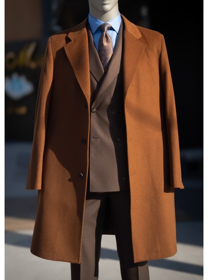 Kiremit Kaşmir Kaban | Wool Touch Kışlık