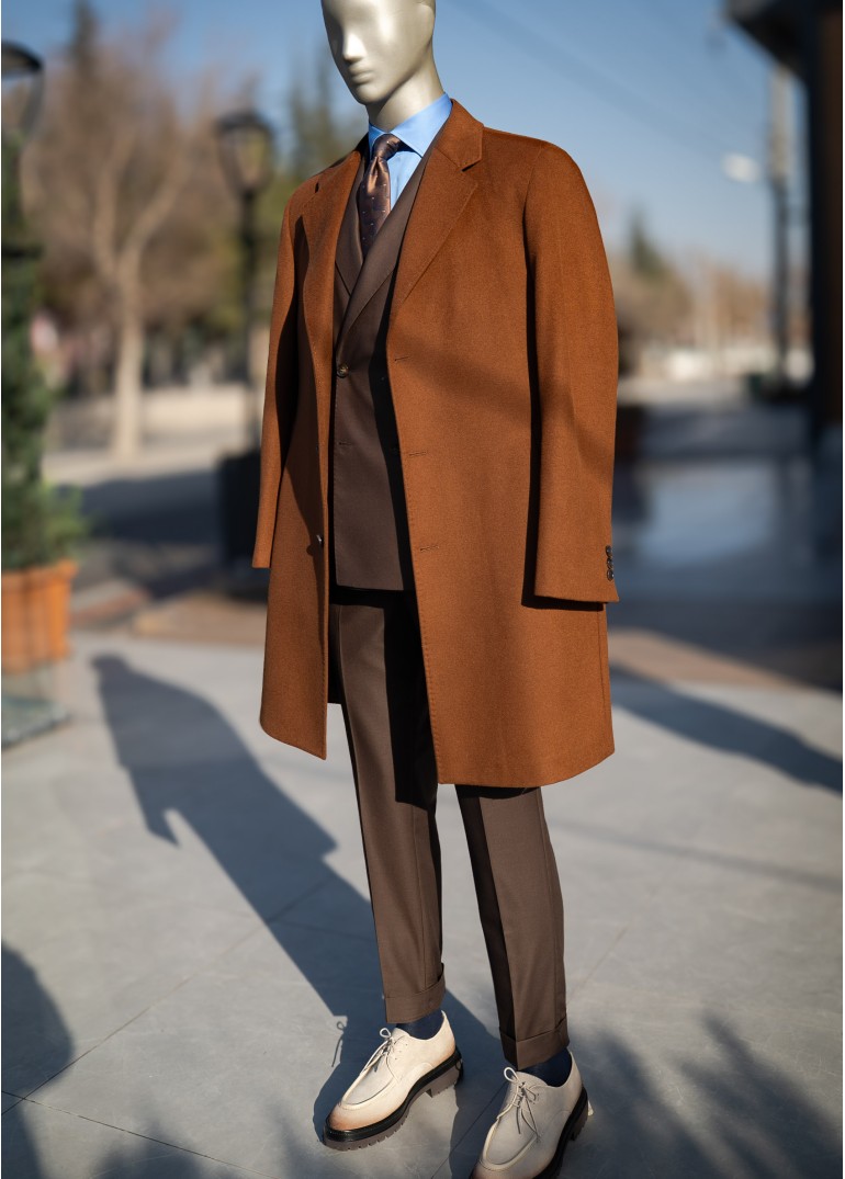 Kiremit Kaşmir Kaban | Wool Touch Kışlık