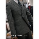 Gri Çizgili Kruvaze Takım Elbise