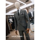 Gri Çizgili Kruvaze Takım Elbise