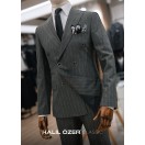 Gri Çizgili Kruvaze Takım Elbise