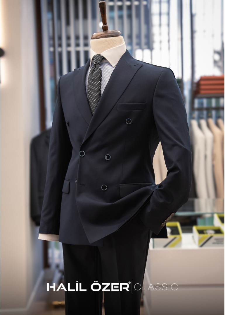 Lacivert Kruvaze Takım Elbise