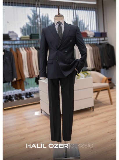 Lacivert Kruvaze Takım Elbise