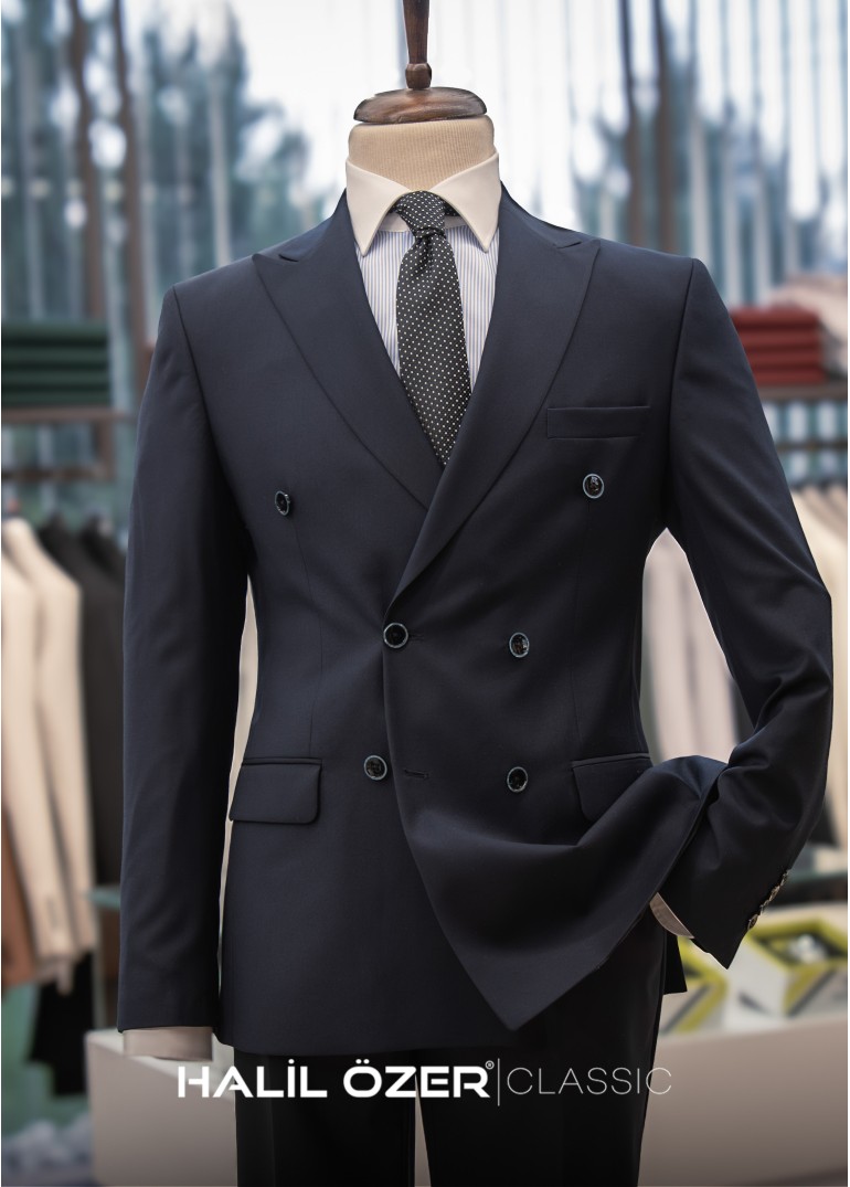 Lacivert Kruvaze Takım Elbise