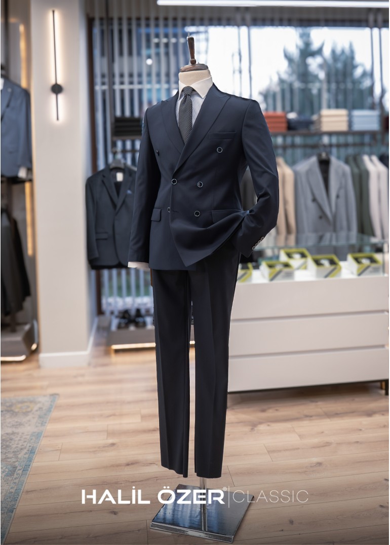 Lacivert Kruvaze Takım Elbise