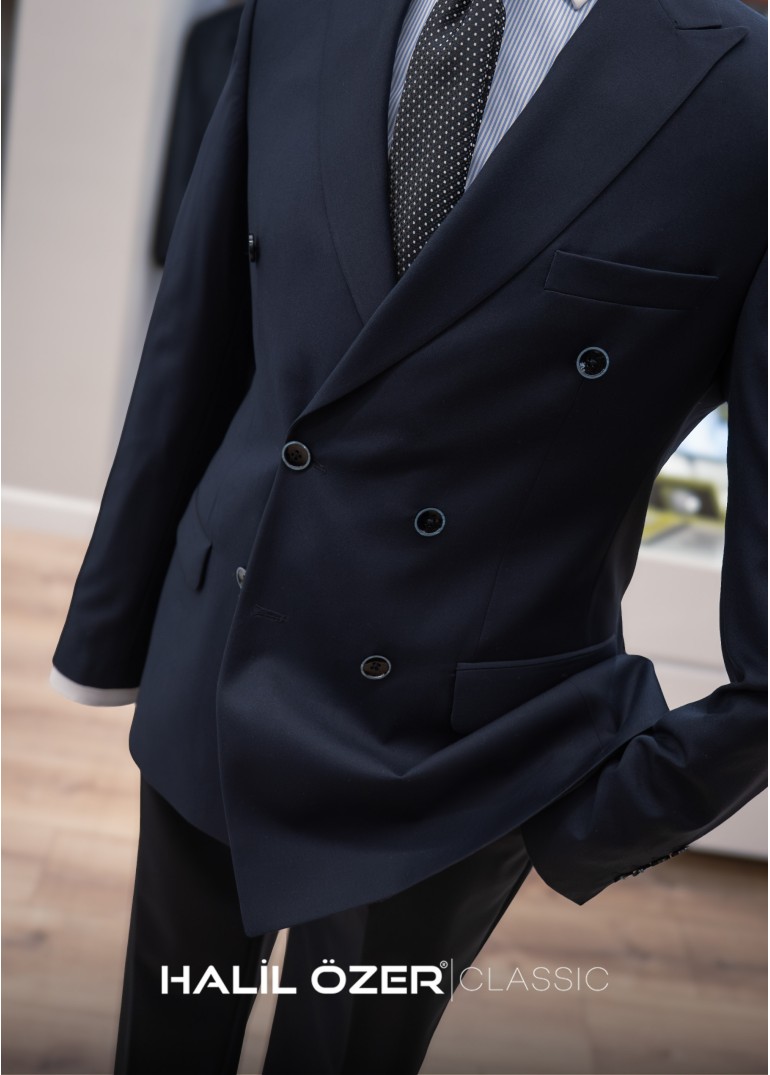 Lacivert Kruvaze Takım Elbise