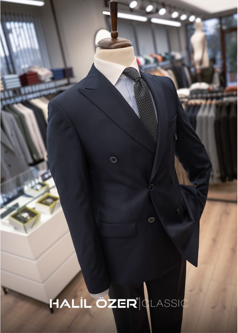 Lacivert Kruvaze Takım Elbise