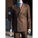 Kahverengi Kruvaze Torba Cepli Takım Elbise