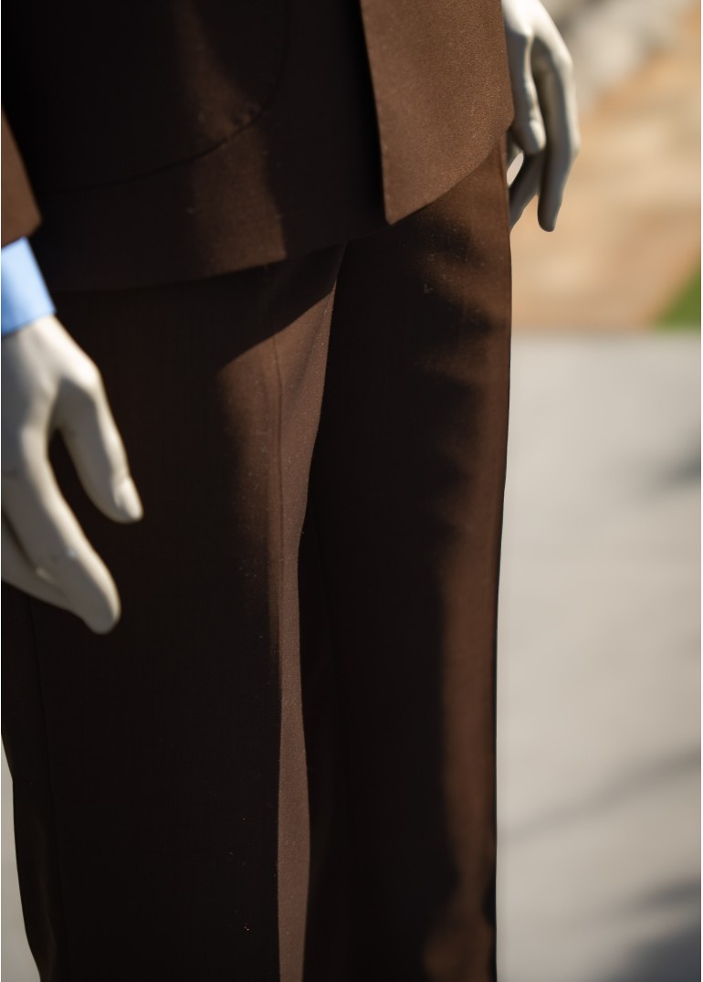 Kahverengi Kruvaze Torba Cepli Takım Elbise