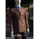 Kahverengi Kruvaze Torba Cepli Takım Elbise